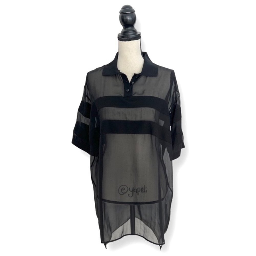 Givenchy Paris sheer stripped silk blouse size 38